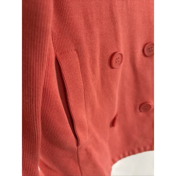 Womens Lacoste Pea Coat Jacket Cotton Salmon Small Sz 36 Double Breasted Pockets - Picture 6 of 7
